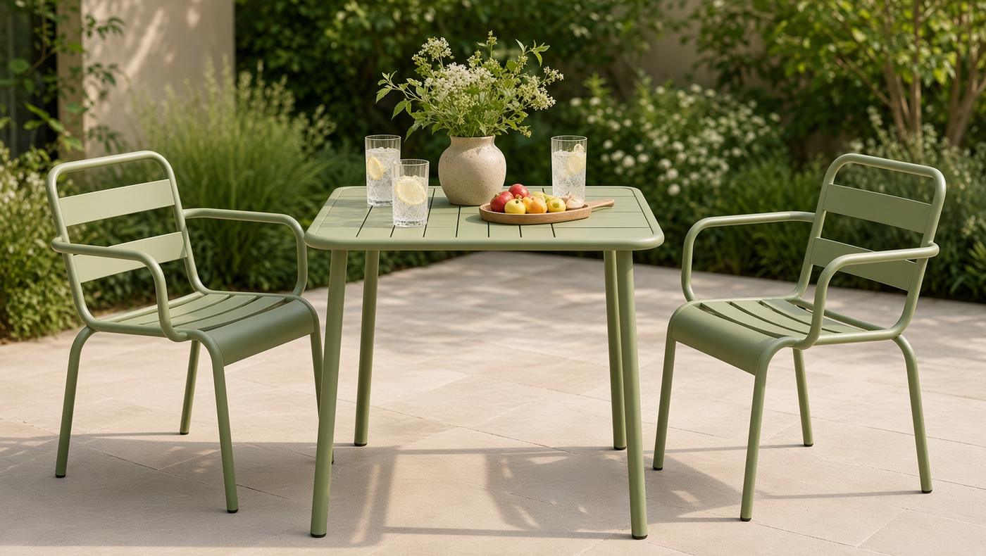 Mesa y Silla Jardín Verde